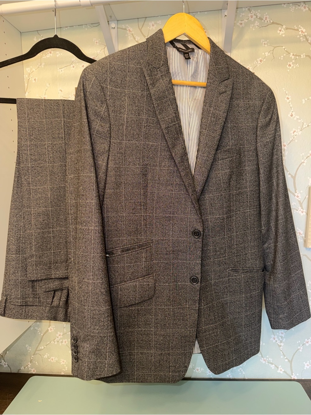 Banana Republic Gray Windowpane Two-Piece Suit